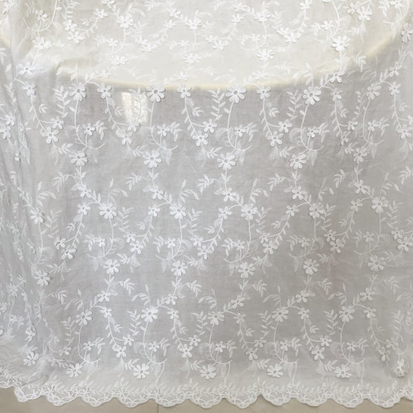 130cm 幅 長さ ビンテージ つる 花 刺繍 コットン生地 ヤード単位