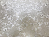 130cm Width Length Vintage Vine Floral Embroidery Cotton Fabric by the Yard