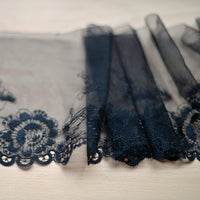 2 Yards of 18.5cm Width Premium Sunflower Floral Embroidery Black Lace