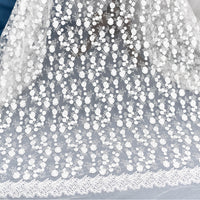 51” Width Premium Snow White Snowflake Embroidery Bridal Lace Veil Wedding Gauze Decorative Fabric by the Yard