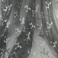 140 Width x 95cm Length Premium Branch Floral Embroidery  Lace Fabric with Sequins