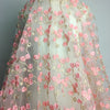 120cm Width x 90cm Length Pink Floral Embroidery Lace Fabric