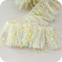 10cm Width x 290cm Length Premium Tassel Frill Ruffled Lace Fabric Trim