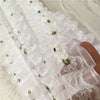 2 Yards of 4cm Width Pure White Embroidery Lace Fabric Trim with 3D Flowers