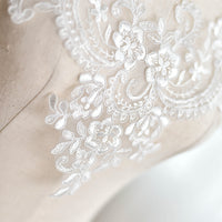 1PC of V Shape Floral Embroidery Bridal Wedding Dress Collar Chest Lace Patches Applique