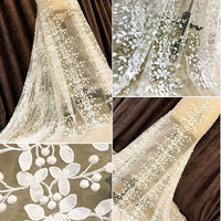 53” Width Leaf Clusters Embroidery Wedding Bridal Lace Fabric by the Yard