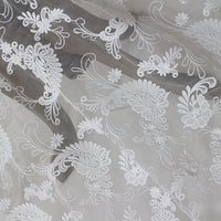 59” Width Full Width Ivory Phoenix Floral Embroidery Wedding Lace Fabric by the Yard