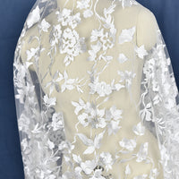 130cm Width x 95cm Length Premium Vine Flower Embroidered Wedding Bridal Dress Lace Fabric