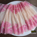 24cm Width x 180cm Length Premium Vivid Pink Floral Embroidery Lace Fabric Trim