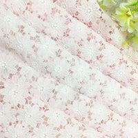 125cm Width x 95cm Length Premium Pink Hollow-out Floral Embroidery Lace Fabric