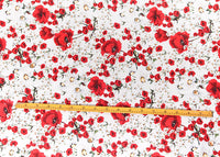 55” Width Daisy and Rose Flower Print Fabric by The Yard