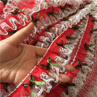 3 Yards of 5cm Width Cutie 3D Floral Embroidery Lace Fabric Trim with Fabric Embellishment
