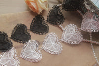5cm Width x 270cm Length Classical Heart Shape Embroidery Water Soluble Chemical Lace Applique