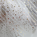 63” Width Streak Lace Fabric with Golden Stars by the Yard