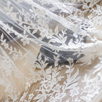 130cm Width Secquined Floral Embroidery Wedding Lace Fabric by the Yard