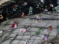 130cm Width Botanical Vine Floral Embroidery Lace Fabric by the Yard