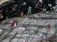 130cm幅の植物のつるの花の刺繍のレースの生地の庭