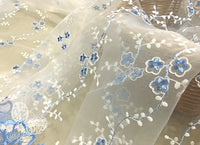53” Width Organza Bilateral Symmetrical Jacquard Floral Lace Embroidered Fabric by The Yard