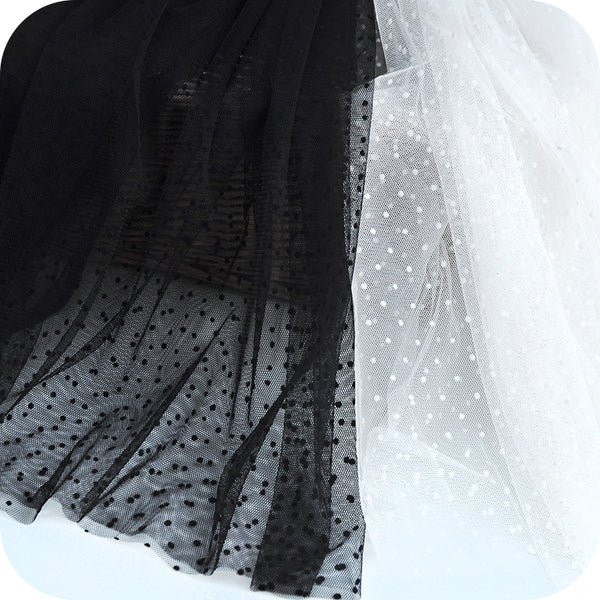 150CM Wide 2Yards White Black Flocking Polka Dot Mesh Tulle Fabric High  Quality Bridal Dress Wedding Decoration Net Lace Fabric - AliExpress
