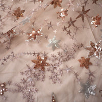 120cm Width x 95cm Length Sequined Stars Embroidery Lace Fabric