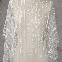 130cm Width x 90cm Length Premium Stripe Embroidery Wedding Lace Fabric