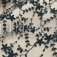 53” width Transparent Embroidery Vine Floral Lace Fabric by the Yard