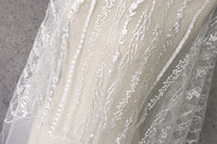130cm Width x 90cm Length Premium Stripe Embroidery Wedding Lace Fabric