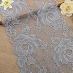 3 Yards of 25cm Premium Gray Stretch Floral Lace Fabric Trim