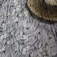 59” Width Abstract Hollow Cut Black Lace Fabric by the Yard
