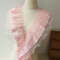 3 Yards Premium Rose Floral Embroidery Ruffle Lace Frill Lace Pink Lace