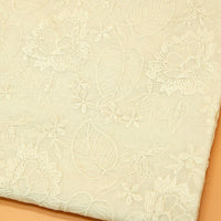 135cm Width x 90cm Length Premium Flower and Leaf Embroidery Cotton Fabric