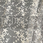 53” width Transparent Embroidery Vine Floral Lace Fabric by the Yard