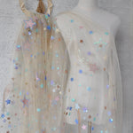 130cm Width x 95cm Length Colorful Sequin star  Embroidery Lace Fabric
