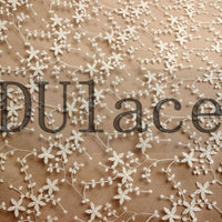 53” width Transparent Embroidery Vine Floral Lace Fabric by the Yard