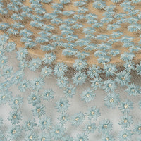 130cm 幅のデイジーの花刺繍レース生地ヤード