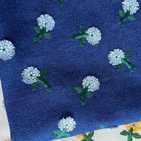 125cm Width x 95cm Length Premium 3D Flower Embroidery Cotton Linen Fabric