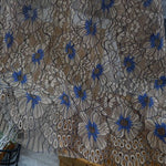 150cm Width x 150cm Length Premium Colorful Eyelash Poppy Floral Embroidery Lace Fabric