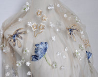 130cm Width x 95cm Length Premium Floral Embroidery Tulle Lace Fabric