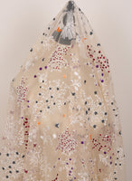 幅130cm×長さ95cm プレミアムボタニカルブランチ花と蝶の刺繍レース生地