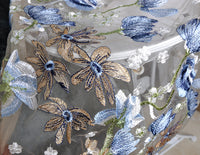 130cm Width x 95cm Length Premium Floral Embroidery Tulle Lace Fabric