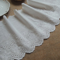 3 Yards of 20cm Width Vintage Cotton Embroidered Floral Lace Fabric Eyelet Trim
