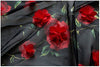 55" Width Chiffon 3D Red Rosette Appliques Bridal Dress Fabric by the Yard