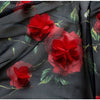 55" Width Chiffon 3D Red Rosette Appliques Bridal Dress Fabric by the Yard