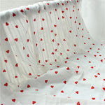 150cm Width x 95cm Length Premium Jacquard Embroidery Red Heart Cotton Fabric