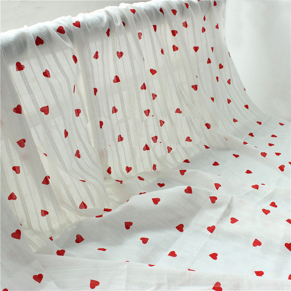 Premium White Red Heart Print Crepe Fabric at Rs 14.00, Udyog Vihar, Gurugram