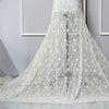 49” Width 3D Golden Thread Micro Fibre Floral Embroidery Lace Fabric by the Yard