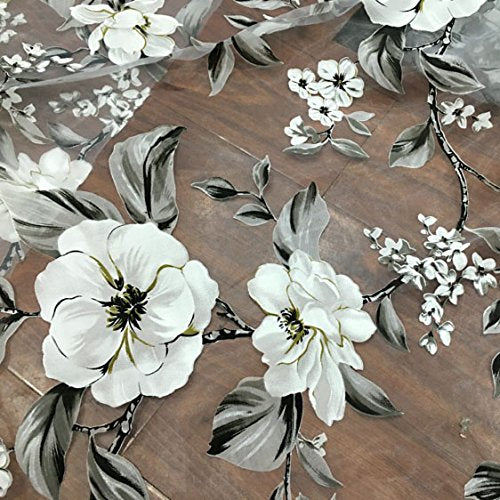 55 Width Organza Vintage Botanical Floral Print Fabric by the