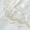 49” Width 3D Golden Thread Micro Fibre Floral Embroidery Lace Fabric by the Yard