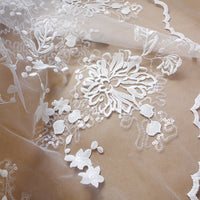 53" Width Off White Floral Embroidery Mesh Lace Fabric With Sequins Dotted Wedding Dress Bridal Tulle Lace Fabric By the yard