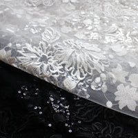 53" Width Off White Floral Embroidery Mesh Lace Fabric With Sequins Dotted Wedding Dress Bridal Tulle Lace Fabric By the yard